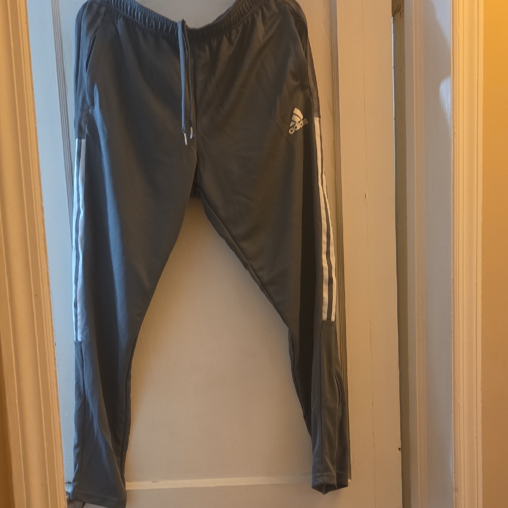 Adidas Charcoal Joggers with White Accents